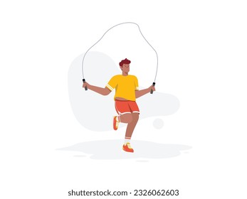 un hombre está saltando para mantener su salud y su estado físico
diseño plano, ilustración vectorial