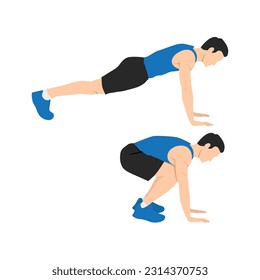 Man doing Snap Jumps Exercise. Flat vector illustration isolated on white background