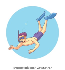 
a man is doing snorkeling in shallow sea. he looks pleased.