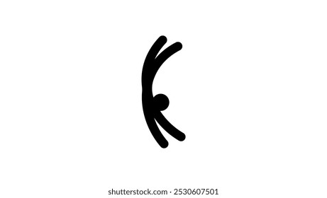 man doing somersault, black isolated silhouette