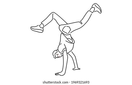 Man doing sport dance activity break dance vector illustration