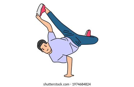 Man doing sport dance activity break dance vector illustration