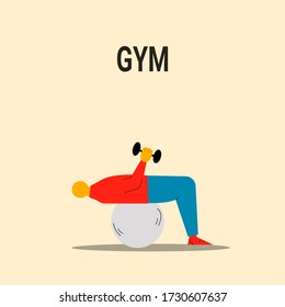 man doing sports vector flat illustration, sports activities vector flat style concept illustration