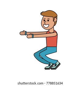 Man doing squats cartoon