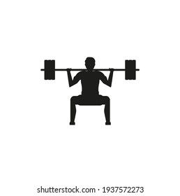 man doing squats in gym on white background
