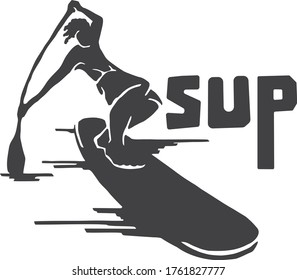 man doing stand up paddle boarding, design for cut stickers