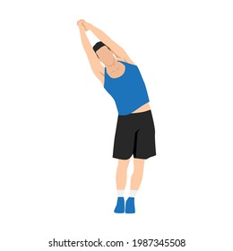 Man Stretching Her Neck Arms And Shoulders Hand Flat Vector