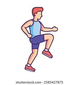 A man doing step exercise icon for running warm ups