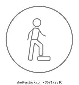 Man doing step exercise line icon.
