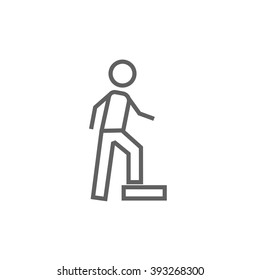 Man doing step exercise line icon.