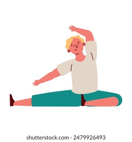 man doing stretch exercise isolated