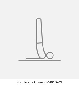 Man doing supported shoulderstand asana line icon for web, mobile and infographics. Vector dark grey icon isolated on light grey background.