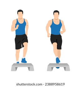 Man doing toe tap exercise. Flat vector illustration isolated on white background