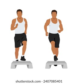 Man doing toe tap exercise. Flat vector illustration isolated on white background