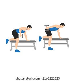 Man doing tricep kickbacks exercise. Flat vector illustration isolated on white background