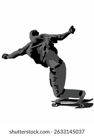 a man is doing a trick with a skateboard on the street