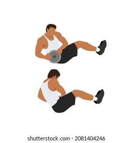 Man doing man twists exercise. Abdominals excercise flat vector illustration isolated on white background