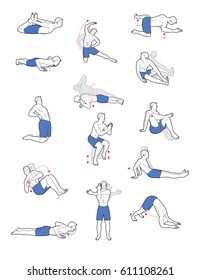Man doing various yoga exercises and poses