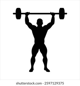 Man Doing Weight Lifting Silhouette Vector Illustration Gym Workout Fitness Exercise Clipart Design