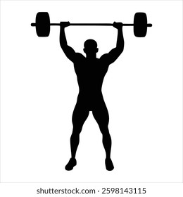 Man Doing Weight Lifting Silhouette Vector Illustration Gym Workout Fitness Exercise Clipart Design