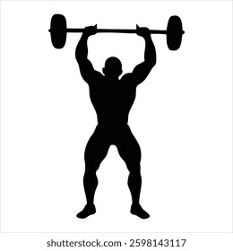 Man Doing Weight Lifting Silhouette Vector Illustration Gym Workout Fitness Exercise Clipart Design