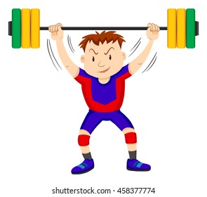 Man doing weightlifting on white illustration