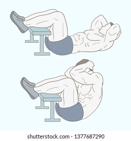 Man doing weights in the gym. Exercising muscles in the gym.