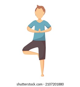 The man is doing yoga. Asana posture. Vector cartoon illustration