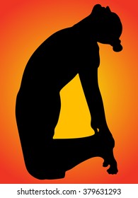 Man doing yoga, camel pose - ushtrasana