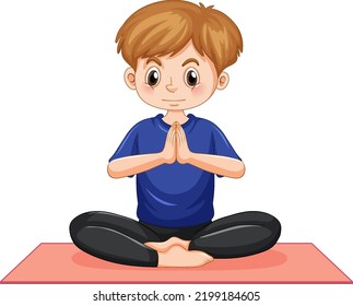 A man doing yoga cartoon character illustration