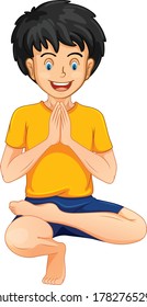 Caricatura de Man Doing Yoga arte vectorial e ilustración