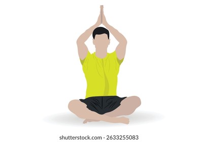Man doing yoga class, training, and meditation concept, isolated on a white background, vector illustration design