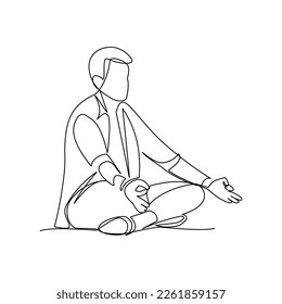 Man doing yoga drawn in line art style