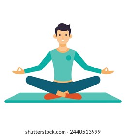 A man doing yoga flat vector illustration