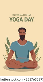 Man doing yoga. Guru yogi in lotus meditation pose. Vector illustration for website, app, print, poster, banner