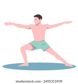 man doing yoga. health and fitness. flat design illustration.