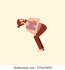 Hombre haciendo el concepto de ilustración del yoga. Vector de pose de yoga en forma plana. Ejercicio de formación de equilibrio