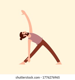 Man doing Yoga illustration concept. Yoga pose vector in flat style. Balance training exercise