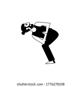 Man doing Yoga illustration concept. Yoga pose vector in black and white. Balance training exercise