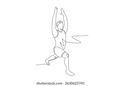 Man doing yoga. International yoga day concept one-line drawing