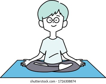 
A man doing yoga with a relaxed look