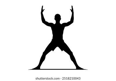 Man doing Yoga Silhouette Clipart, Yoga Vector Black Silhouette