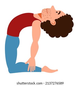 man doing yoga. Slender guy in pose on a white background.