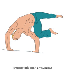 man doing yoga sport vector illustration