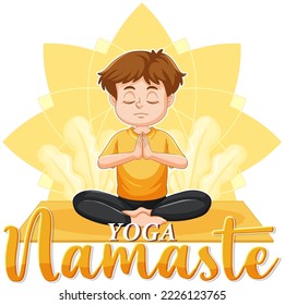 Man doing yoga with text illustration