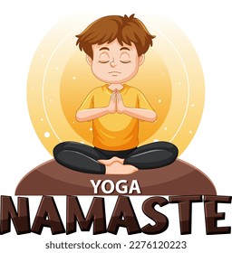 Mann, der Yoga macht, mit Textgrafik