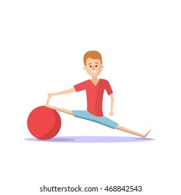 Man doing yoga. Vector flat design illustrations