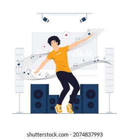 Man doing zumba dance, exercise, workout, and fitness concept illustration