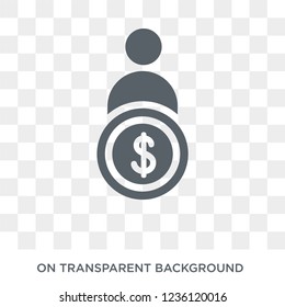 Man and dollar coin icon. Man and dollar coin design concept from Productivity collection. Simple element vector illustration on transparent background.