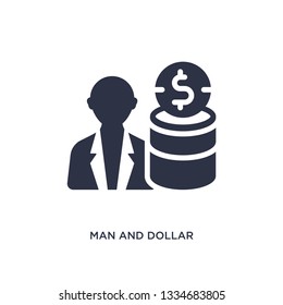 man and dollar coin icon. Simple element illustration from productivity concept. man and dollar coin editable symbol design on white background. Can be use for web and mobile.